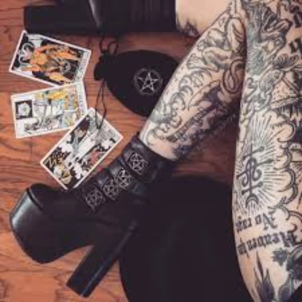 Killstar Black Nancy Pentagram Platform‎ Boots Faux Leather Gothic Witchy Techno